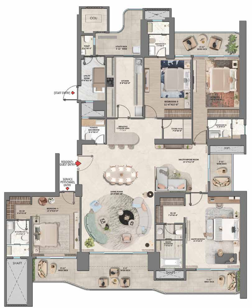 4 BHK Large floor plan