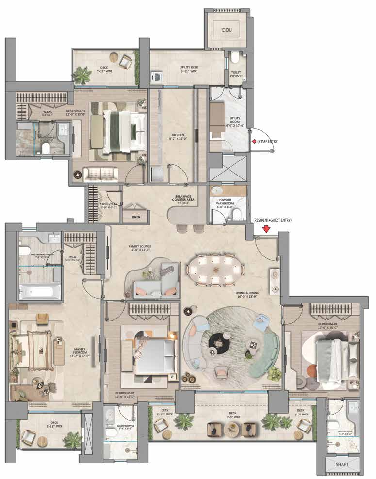 4 BHK Medium floor plan